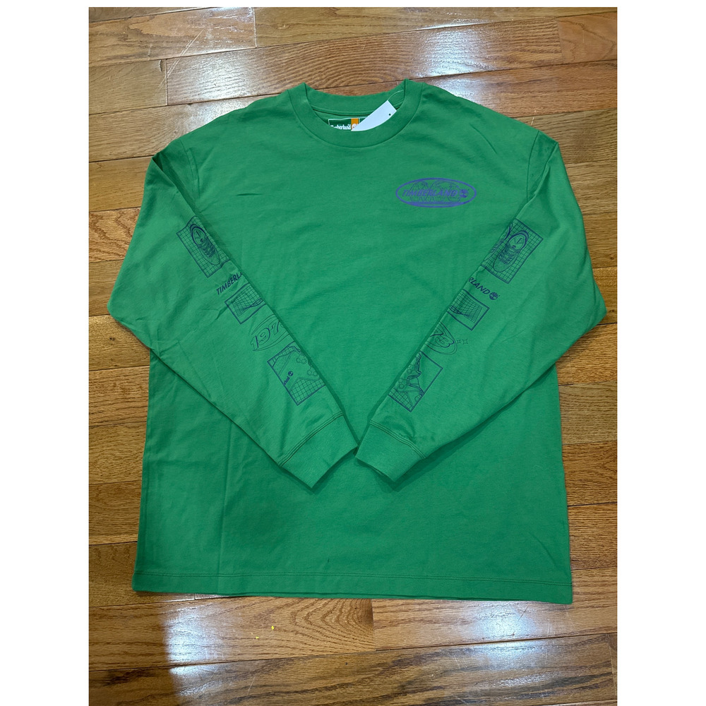 Timberland Long Sleeve Graphic Tee - Green/Purple Logo-Style TB0A5RHE -Size: XXL